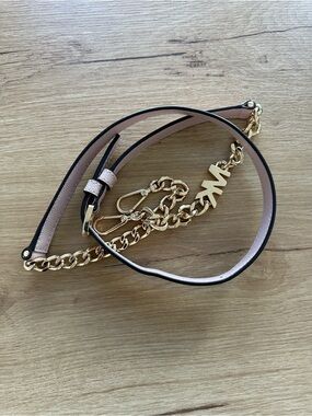 Michael Kors Blush Leather and Gold Chain Strap